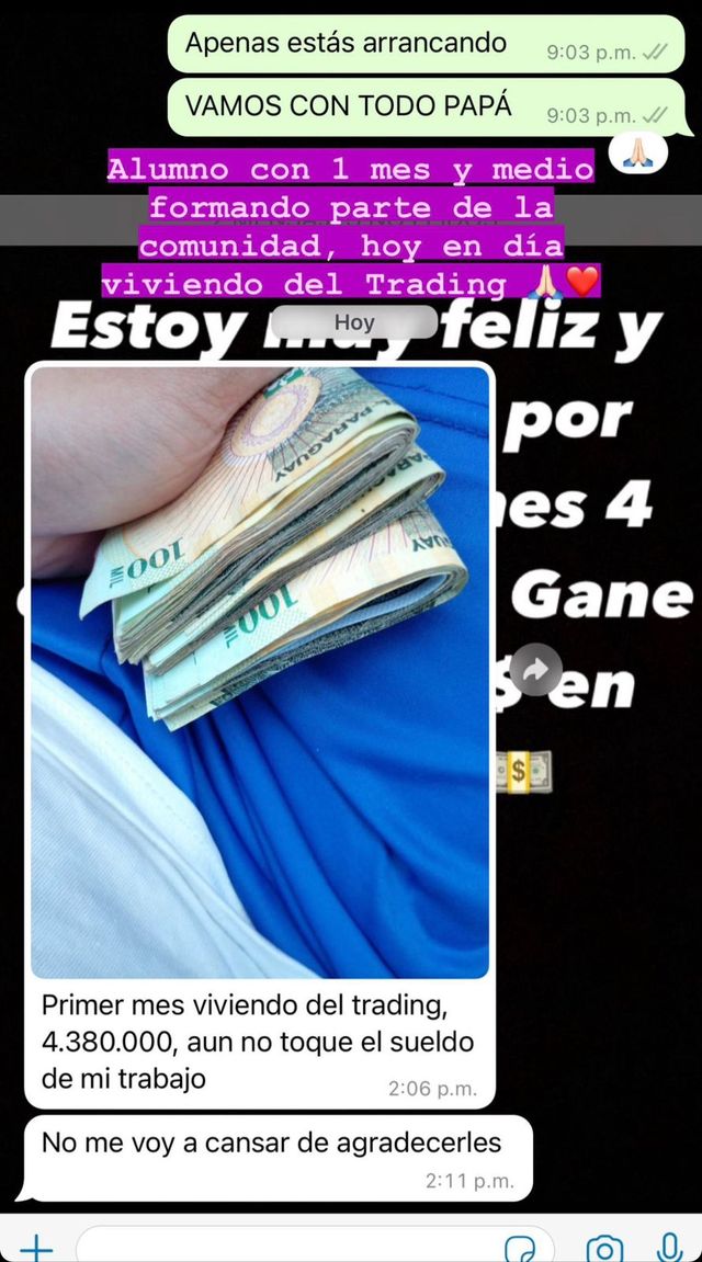 Alumno en su primer mes viviendo del trading