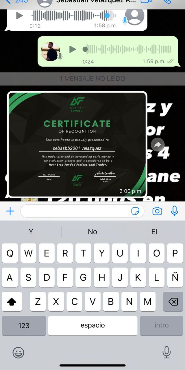 Certificado de fondeo de otro alumno