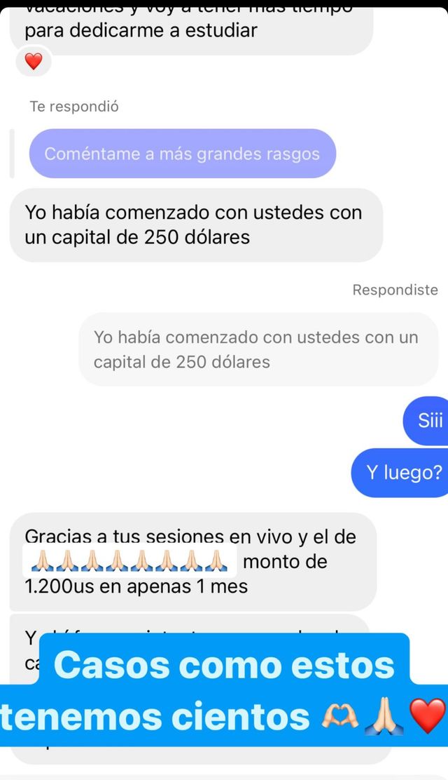 Alumno que empezó con 250$ y cerró 1.200$ en un mes con las sesiones en vivo