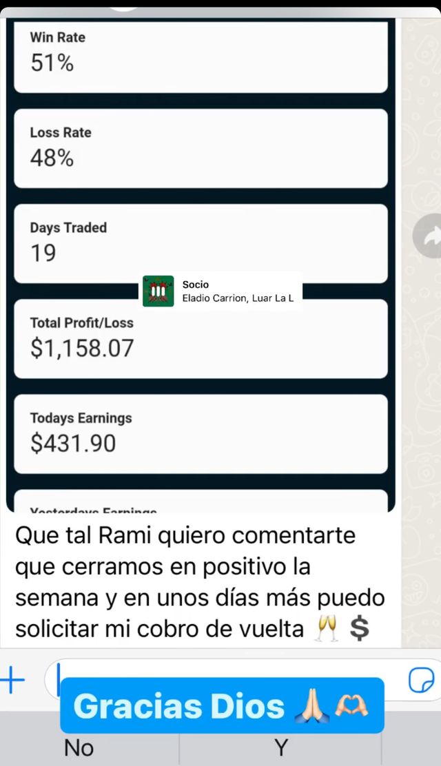 Semana cerrada en positivo con solicitud de cobro